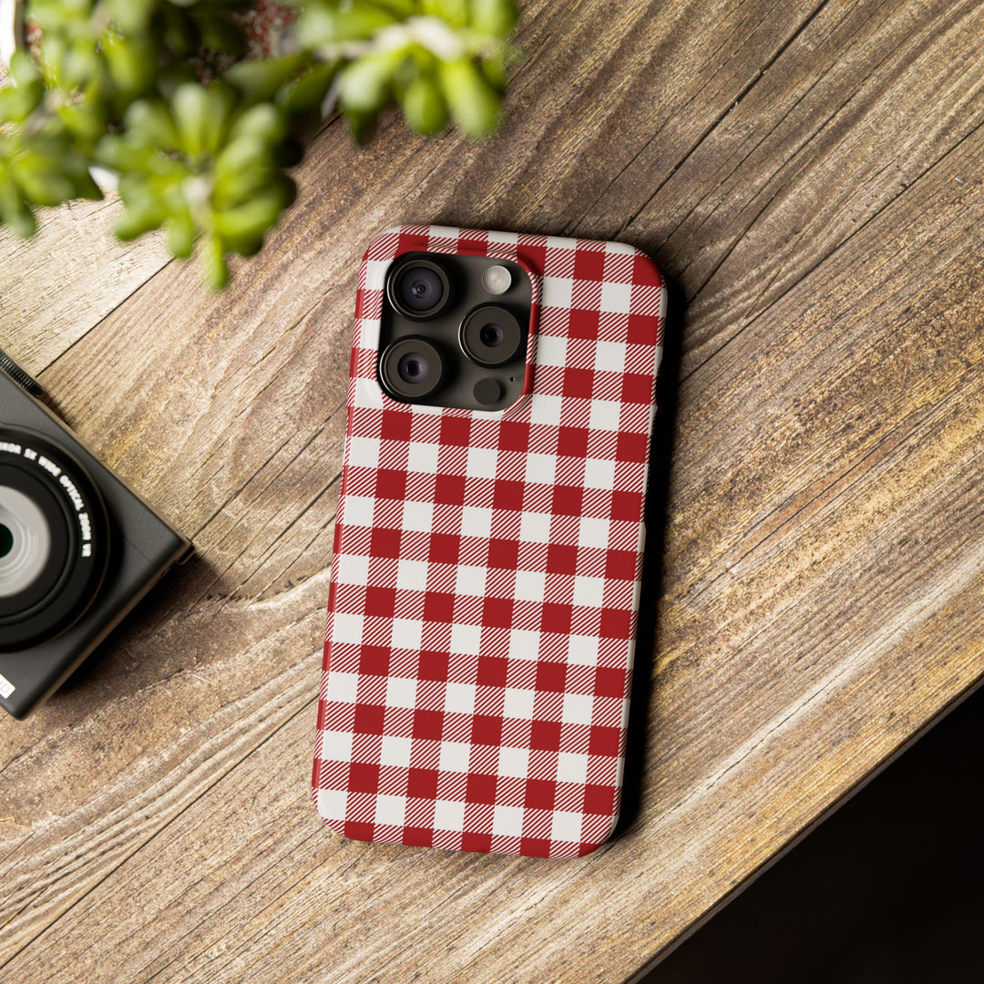 Slim Red Gingham Gift for Her Cute Phone Cases for Iphone 16 Pro Max | iPhone 15 Case | iPhone 15 Pro Max Case, Iphone 14, 13, 12, 11, 10, 8, 7 - Studio40ParkLane