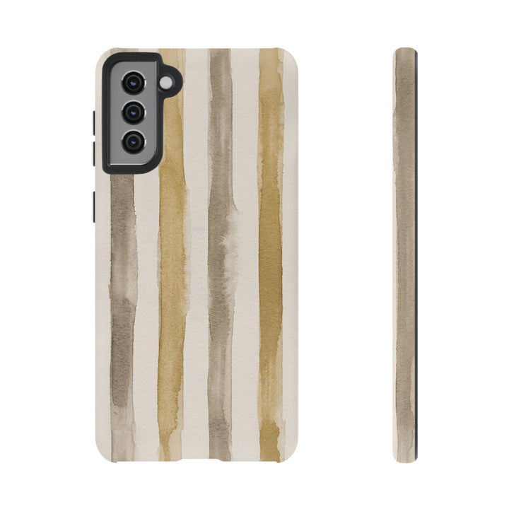 Tough Cute Brown Beige Stripes Phone Case, for IPhone 17 Pro Max | Iphone 17 Air, Iphone 16, IPhone 15, 14 13 12, Samsung Galaxy S26, S25, S24, S23 - Studio40ParkLane