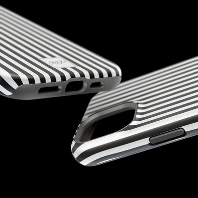 Custom Personalized Black White Striped Magsafe Phone Case for Iphone 17 - | iPhone 16 Pro Max Case | iPhone 15 Case Iphone 14 13 12 11 10 - Studio40ParkLane