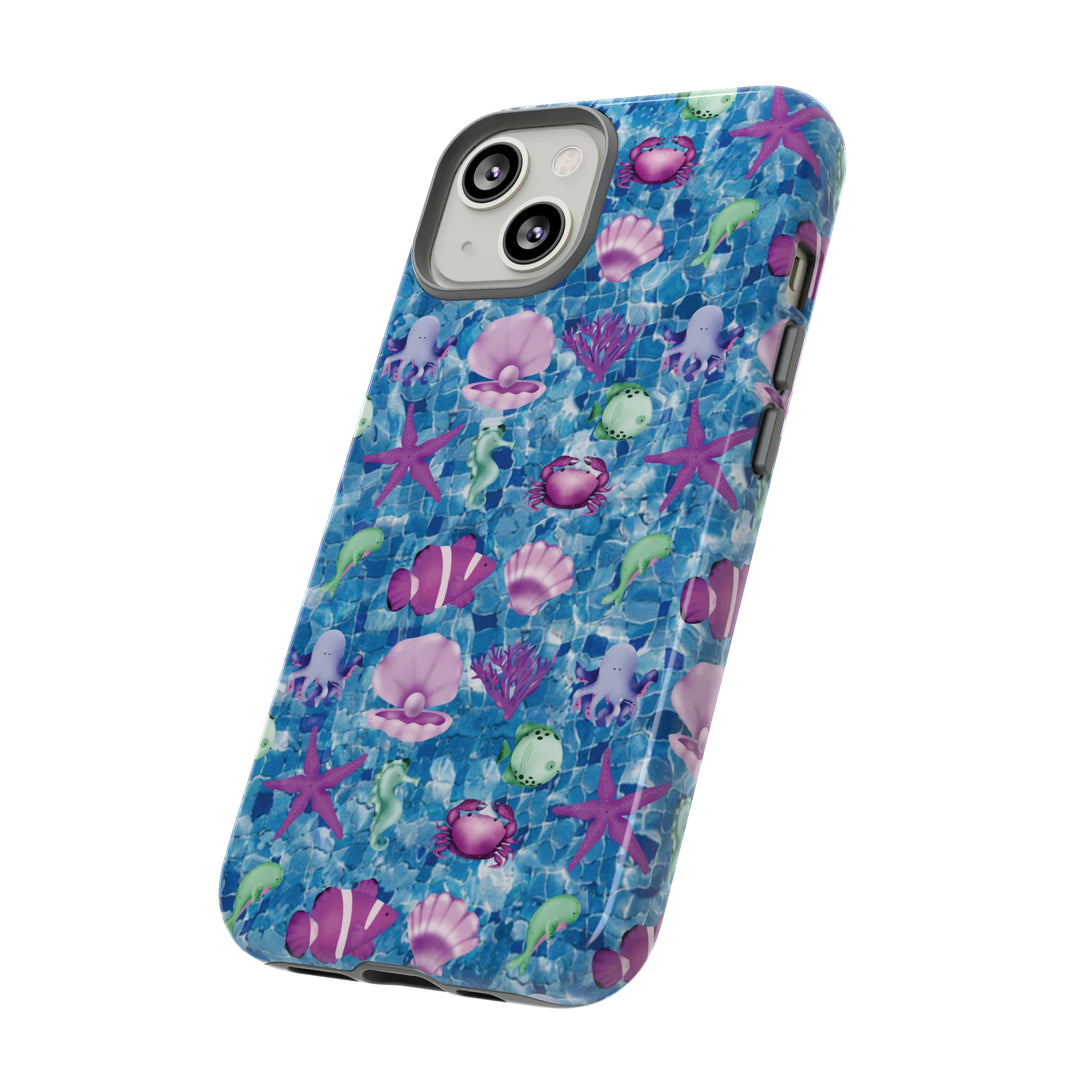 Cute IPhone Case | Blue Pink Under The Sea, iPhone 15 Case | iPhone 15 Pro Case, Iphone 14 Case, Iphone 14 Pro Max Case, Protective Iphone Case - Studio40ParkLane