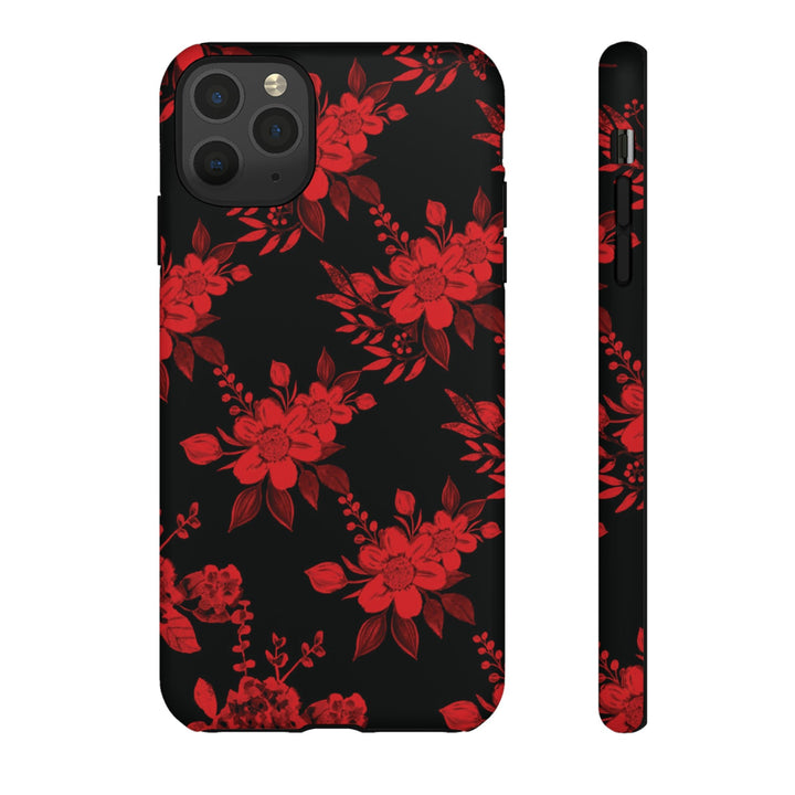Cute IPhone Case | Red Black Flowers, iPhone 15 Case | iPhone 15 Pro Case, Iphone 14 Case, Iphone 14 Pro Max Case, Protective Iphone Case - Studio40ParkLane