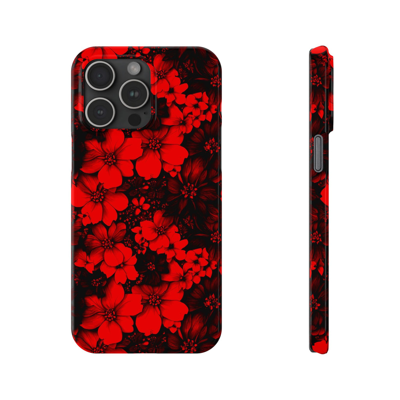 Slim Cute iPhone Cases - | iPhone 15 Case | iPhone 15 Pro Max Case, Iphone 14 Case, Iphone 14 Pro Max, Iphone 13, Red Black Flowers