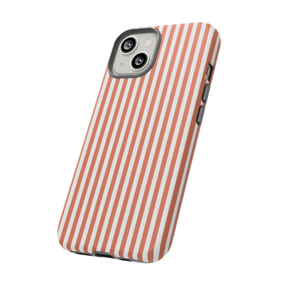 Tough Premium Peach Stripes Phone Case Gift for Her - For Apple iPhone 16 Pro Max 16e iPhone 15 Pro iPhone Iphone 14 Plus 13 Pro 12 SE XR - Studio40ParkLane