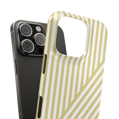 Aesthetic Yellow Beige Stripes Cute Phone Case Sleek Snap - For iPhone 17 Pro Max iPhone 16 Pro iPhone 15 Iphone 14 Plus 13 Pro 12 11 10 Gift