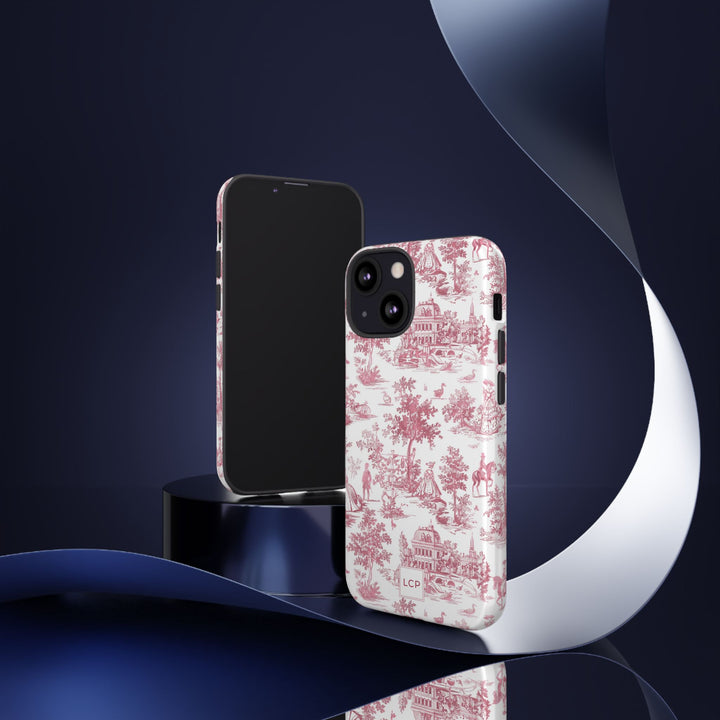 Personalized Custom French Toile Tough Cute Phone Case For Apple iPhone 18, 17, 16, 15 14, Pro Max, Samsung Galaxy S26, S25, S24 Plus Ultra