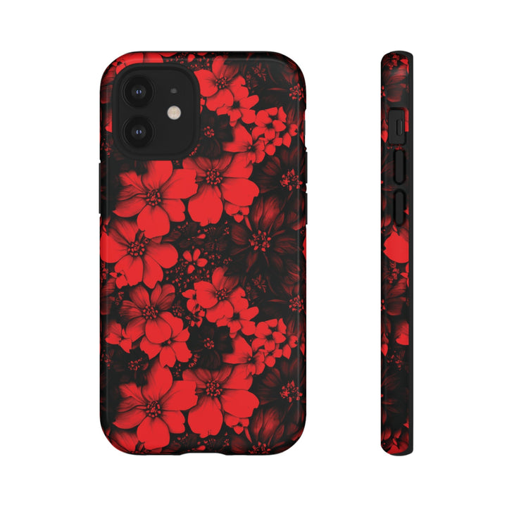 Cute IPhone Case | Red Black Flowers, iPhone 15 Case | iPhone 15 Pro Case, Iphone 14 Case, Iphone 14 Pro Max Case, Protective Iphone Case - Studio40ParkLane