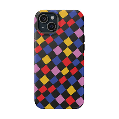 Aesthetic Colorful Checkerboard Tough Magsafe Phone Case - For iPhone 17 Pro Max iPhone 16 Pro iPhone 15 Iphone 14 Plus 13 Pro 12 11 Gift - Studio40ParkLane