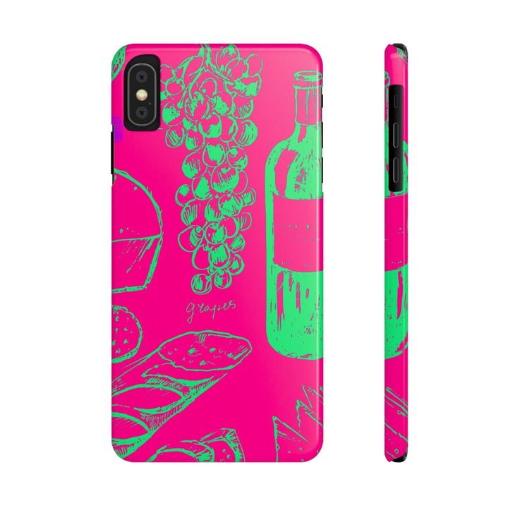 Slim French Food Wine Pink Green Cute Phone Cases for Iphone | iPhone 15 Case | iPhone 15 Pro Max Case, Iphone 14, Iphone 14 Pro Max, Iphone 13, - Studio40ParkLane