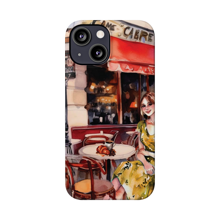 Slim Cute Phone Cases for Iphone - | iPhone 15 Case | iPhone 15 Pro Max Case, Iphone 14 Case, Iphone 14 Pro Max, Iphone 13, Paris Cafe Coffee Croissant - Studio40ParkLane