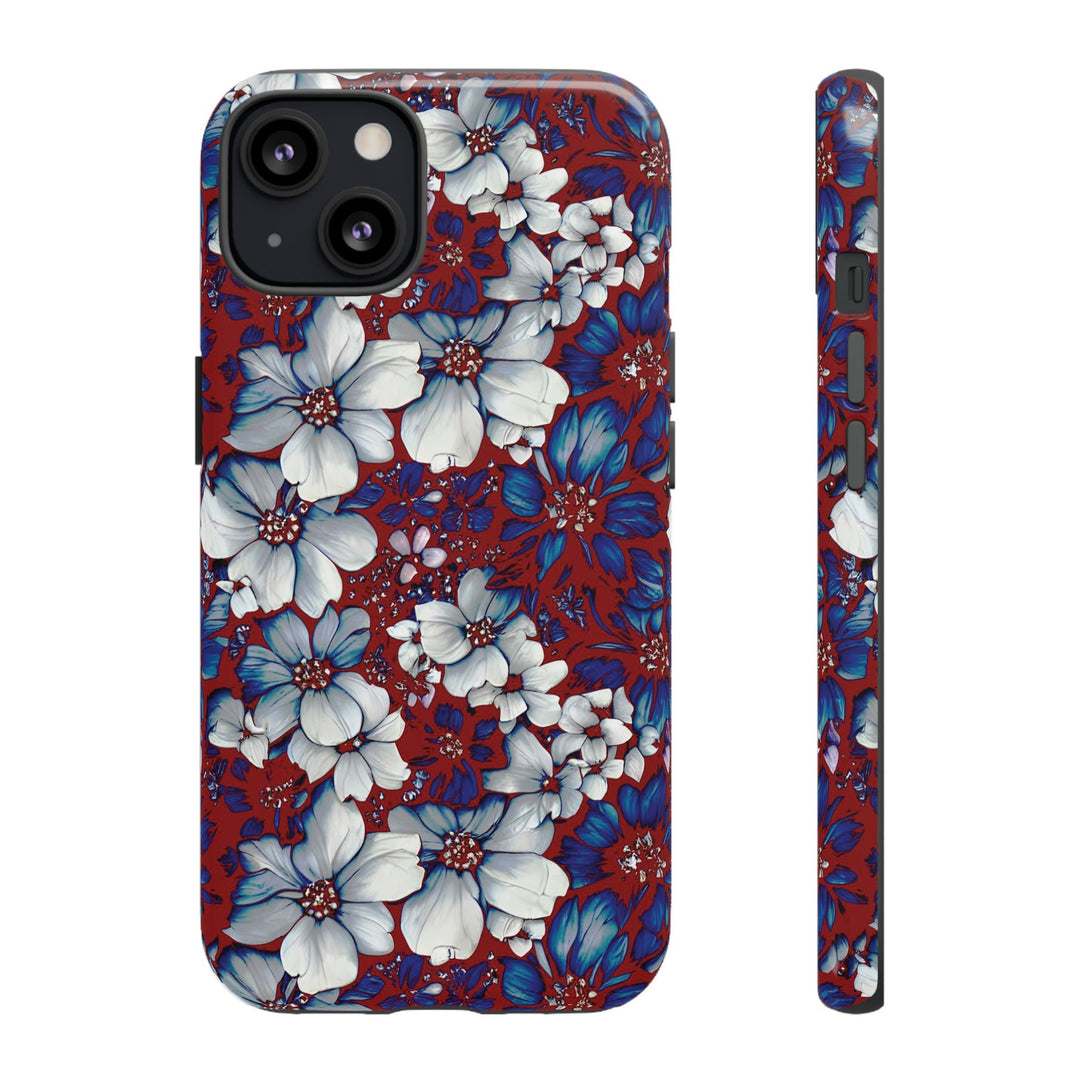 Cute IPhone Case | Red Blue Flowers, iPhone 15 Case | iPhone 15 Pro Case, Iphone 14 Case, Iphone 14 Pro Max Case, Protective Iphone Case - Studio40ParkLane