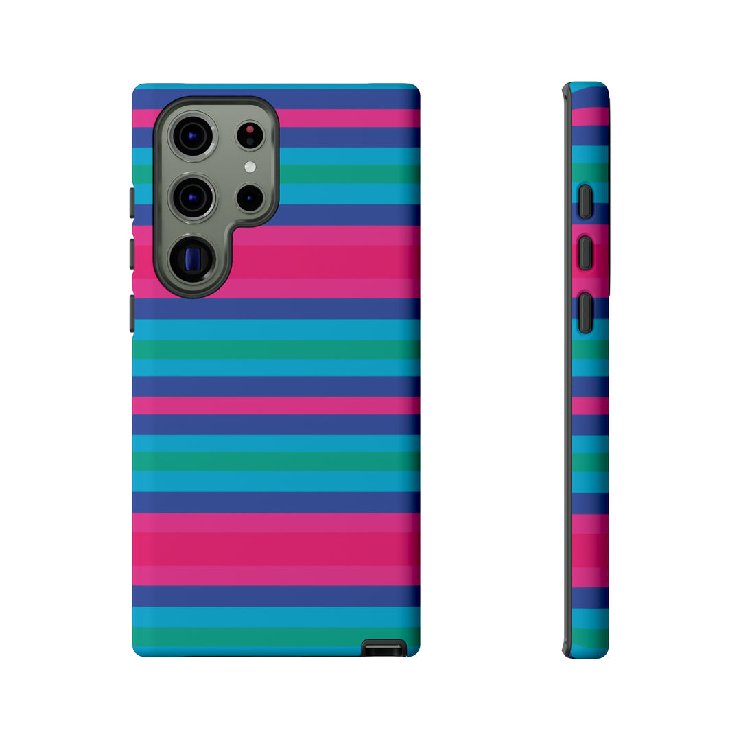 Cute Samsung Phone Case | Aesthetic Samsung Phone Case | Stripes Blue Pink | Galaxy S23, S22, S21, S20 | Luxury Double Layer | Cool - Studio40ParkLane