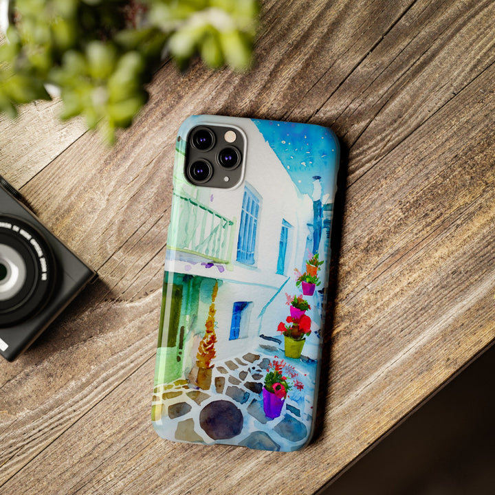 Slim Cute Phone Cases for Iphone | iPhone 15 Case | iPhone 15 Pro Max Case, Iphone 14, Iphone 14 Pro Max, Iphone 13, Colorful Greek Alley Watercolor - Studio40ParkLane