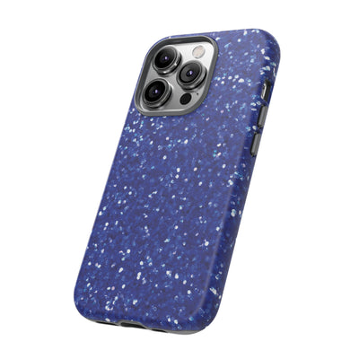 Chic Blue Faux Play on Glitter Effect Cute Phone Case, for IPhone 16 pro Max | Iphone 15, Iphone 14, IPhone 13 Case, 11 8 7, Samsung Galaxy S24, S23, S22, S21, 2 Layer Protection