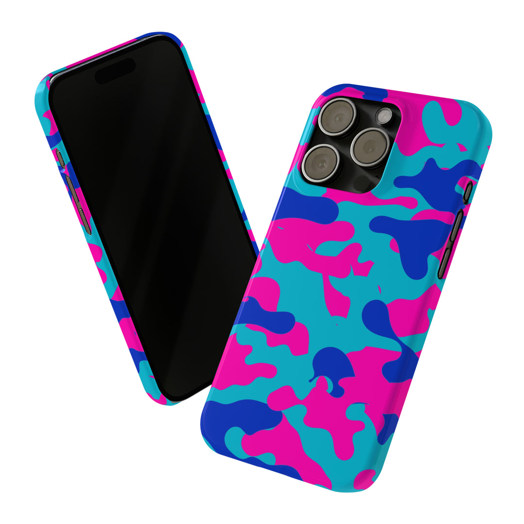 Slim Cute Phone Cases for Iphone - | iPhone 15 Case | iPhone 15 Pro Max Case, Iphone 14 Case, Iphone 14 Pro Max, Iphone 13, Blue Pink Camouflage - Studio40ParkLane