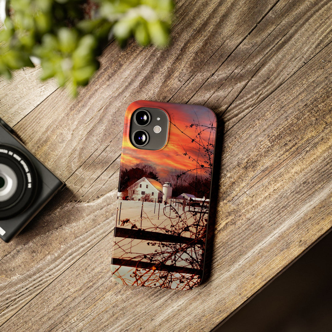 Slim Cute Phone Cases for Iphone - | iPhone 15 Case | iPhone 15 Pro Max Case, Iphone 14 Case, Iphone 14 Pro Max, Iphone 13, New England Winter Sunset - Studio40ParkLane