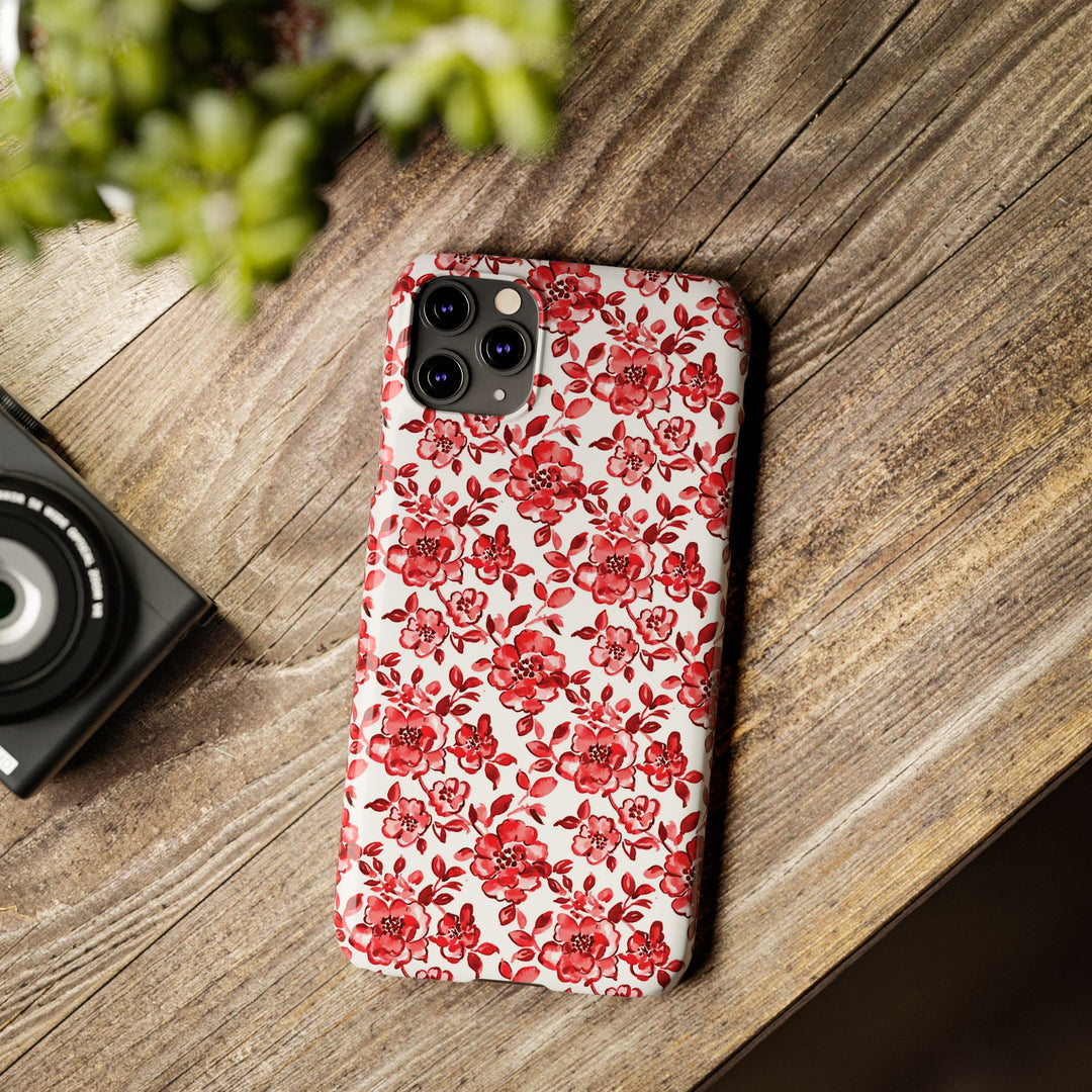 Slim Red Chinoiserie Gift for Her Cute Phone Cases for Iphone 16 Pro Max | iPhone 15 Case | iPhone 15 Pro Max Case, Iphone 14, Iphone 14 Pro Max, Iphone 13 12 11 8 7 - Studio40ParkLane
