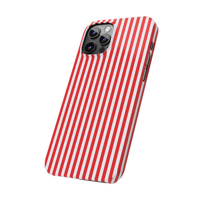 Slim Full Red Striped Cute Phone Case for Iphone 16 - | iPhone 15 Pro Max Case | iPhone 14 Case Iphone 13 12 11 10 9 8 7 XS X Gift for Her - Studio40ParkLane