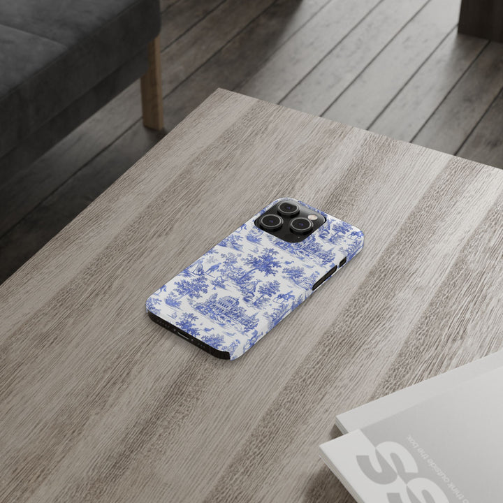 Slim Blue Vintage French Toile Cute Phone Cases for Iphone 16 Pro Max | iPhone 15 Case | iPhone 15 Pro Max Case, Iphone 14, Iphone 14 Pro Max, Iphone 13 12 11 8 7 - Studio40ParkLane