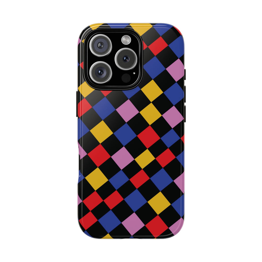 Aesthetic Tough Colorful Checkerboard Phone Case Premium - For iPhone 17 Pro Max iPhone 16 Pro iPhone 15 Iphone 14 Plus 13 Pro 12 11 10 XR - Studio40ParkLane