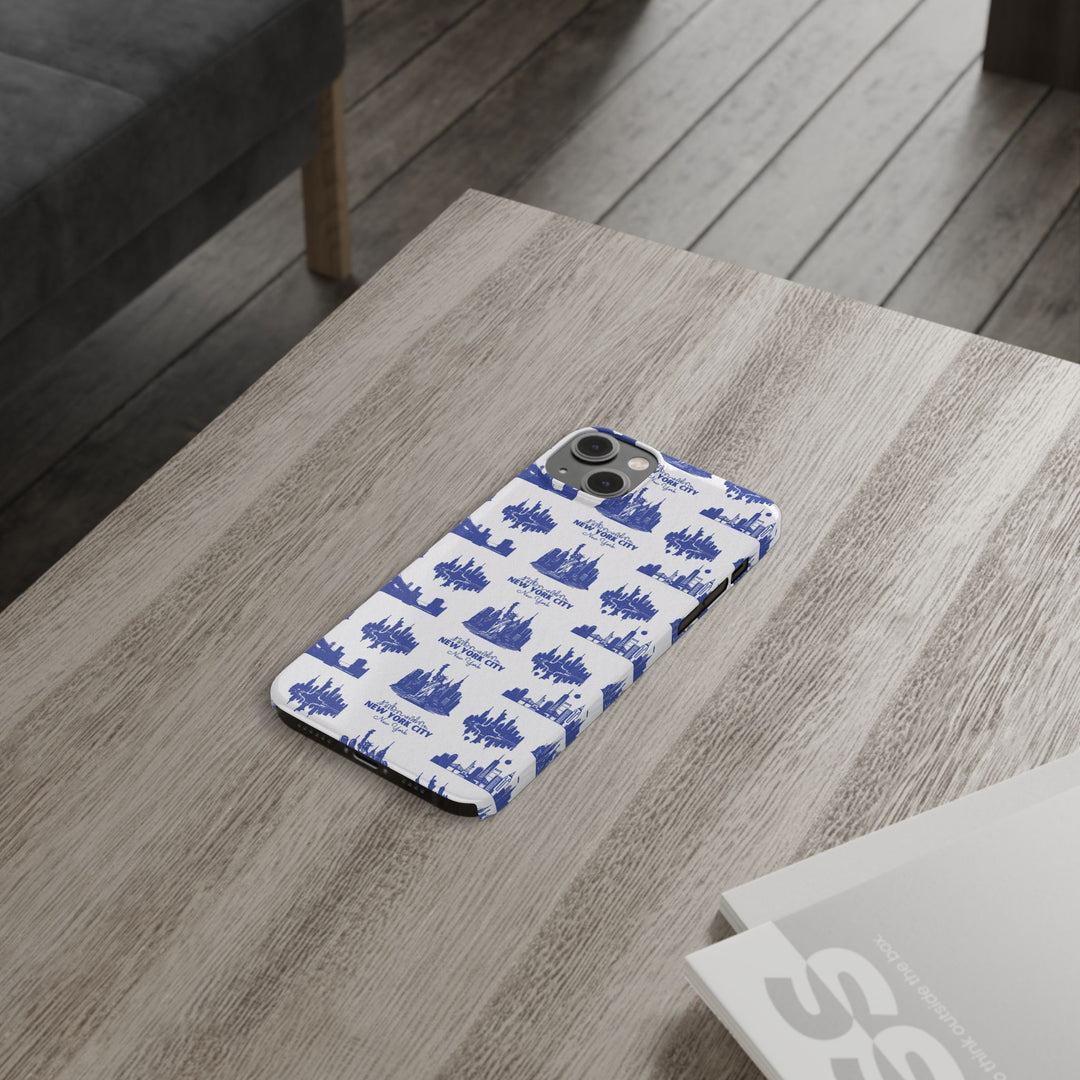 Slim New York Skyline Blue Collage Coquette Gift for Her Cute Phone Cases for Iphone 16 Pro Max | iPhone 15 Case | iPhone 15 Pro Max Case, Iphone 14, Iphone 14 Pro Max, Iphone 13 12 11 8 7 - Studio40ParkLane
