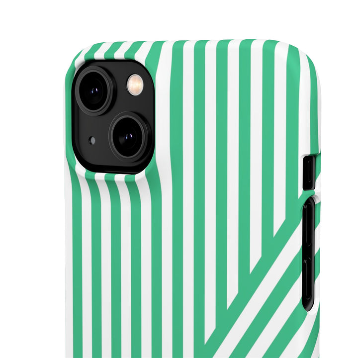 Aesthetic Emerald Stripes Cute Phone Case Sleek Snap - For iPhone 17 Pro Max iPhone 16 Pro iPhone 15 Iphone 14 Plus 13 Pro 12 11 10 Gift