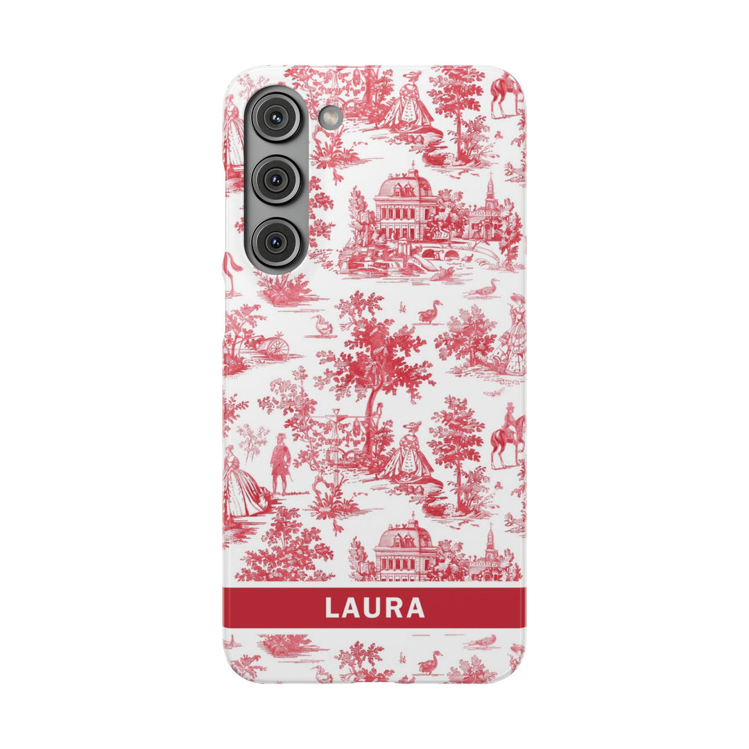 Snap French Toile Personalized Initial Custom Gift for Her Cute Phone Cases for Samsung S24, S23, S22, S21, S20, Plus and Ultra and Iphone, 16, 15, 14, 13, 12, 11. 10 - Studio40ParkLane