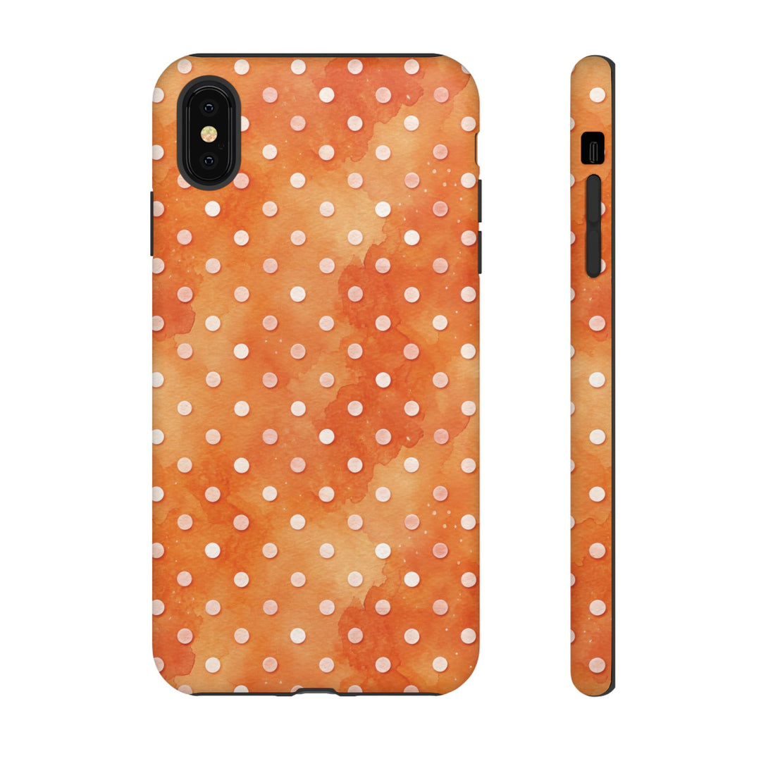 Aesthetic Tough Orange Polka Dots Watercolor Phone Case - For iPhone 17 Pro Max iPhone 16 Pro iPhone 15 Iphone 14 Plus 13 Pro 12 11 10 XR - Studio40ParkLane