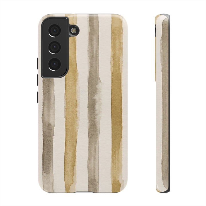 Tough Cute Brown Beige Stripes Phone Case, for IPhone 17 Pro Max | Iphone 17 Air, Iphone 16, IPhone 15, 14 13 12, Samsung Galaxy S26, S25, S24, S23 - Studio40ParkLane