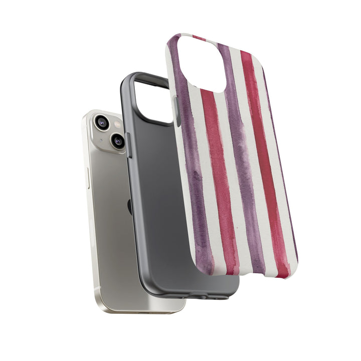 Tough Cute Wine Red Purple Stripes Phone Case, for IPhone 17 Pro Max | Iphone 17 Air, Iphone 16, IPhone 15, 14 13 12, Samsung Galaxy S26, S25, S24, S23 - Studio40ParkLane