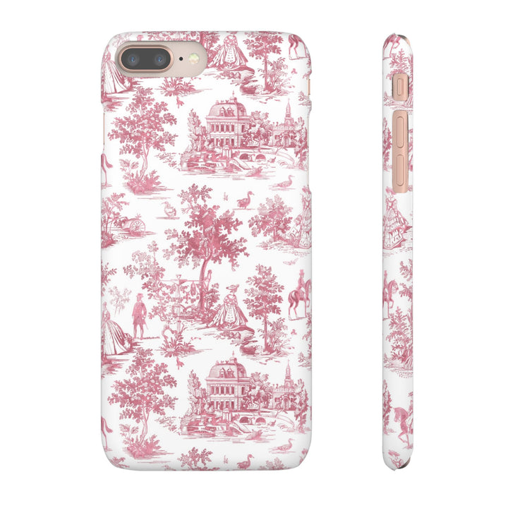 Sleek Snap Pink French Toile Cute Phone Case for iPhone 16 15 14 13 12 11 X Xs Max Xr Pro Plus Samsung Galaxy S24 S23 S22 S21 S20 Note Ultra