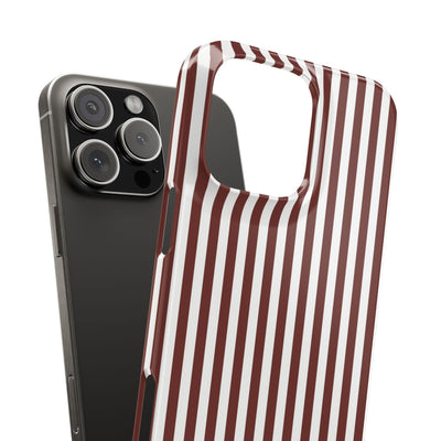 Slim Chocolate Brown Striped Cute Phone Case for Iphone 16 - | iPhone 15 Pro Max Case | iPhone 14 Case Iphone 13 12 11 10 9 8 7 Gift for Her - Studio40ParkLane