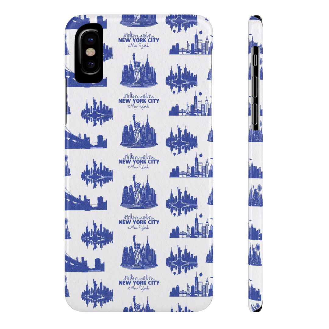 Slim New York Skyline Blue Collage Coquette Gift for Her Cute Phone Cases for Iphone 16 Pro Max | iPhone 15 Case | iPhone 15 Pro Max Case, Iphone 14, Iphone 14 Pro Max, Iphone 13 12 11 8 7 - Studio40ParkLane