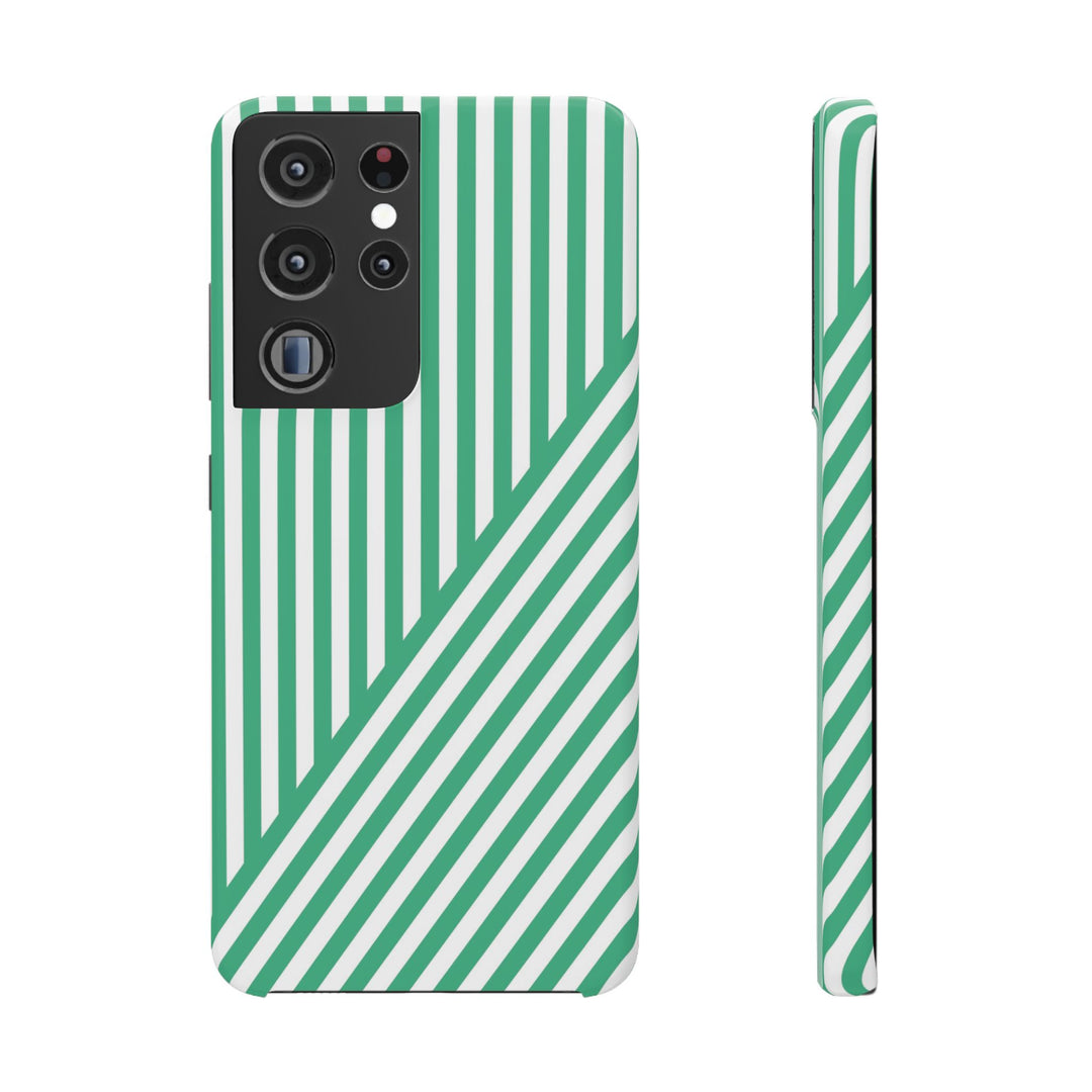 Aesthetic Emerald Stripes Cute Phone Case Sleek Snap - For iPhone 17 Pro Max iPhone 16 Pro iPhone 15 Iphone 14 Plus 13 Pro 12 11 10 Gift