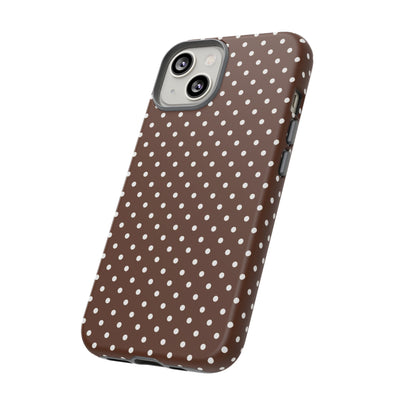 Aesthetic Tough Mocha Brown Polka Dots Premium Phone Case - For iPhone 17 Pro Max iPhone 16 Pro iPhone 15 Iphone 14 Plus 13 Pro 12 11 10 - Studio40ParkLane
