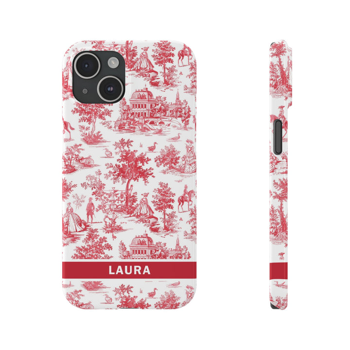 Slim French Toile Personalized Initial Custom Gift for Her Cute Phone Cases for Iphone 16 Pro Max | iPhone 15 Case | iPhone 15 Pro Max Case, Iphone 14, 13, 12, 11, 10, 8, 7 - Studio40ParkLane