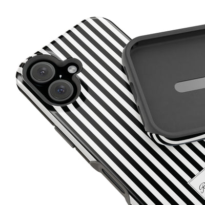 Custom Personalized Black White Striped Magsafe Phone Case for Iphone 17 - | iPhone 16 Pro Max Case | iPhone 15 Case Iphone 14 13 12 11 10 - Studio40ParkLane