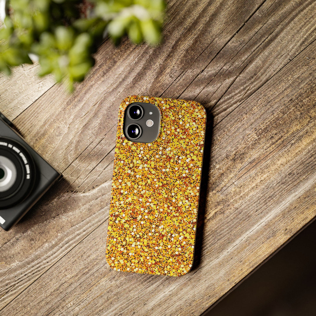 Slim Muted Gold Play on Faux Glitter Effect Cute Phone Cases for Iphone 16 Pro Max | iPhone 15 Case | iPhone 15 Pro Max Case, Iphone 14, Iphone 14 Pro Max, Iphone 13 12 11 8 7 - Studio40ParkLane