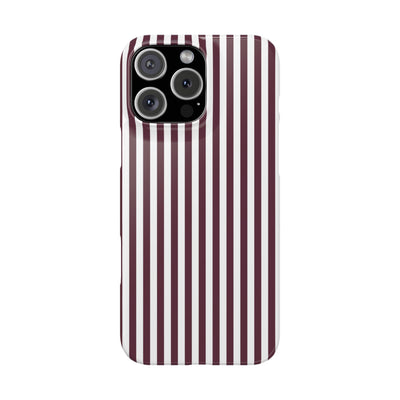 Slim Burgundy Wine Striped Cute Phone Case for Iphone 16 - | iPhone 15 Pro Max Case | iPhone 14 Case Iphone 13 12 11 10 9 8 7 Gift for Her - Studio40ParkLane