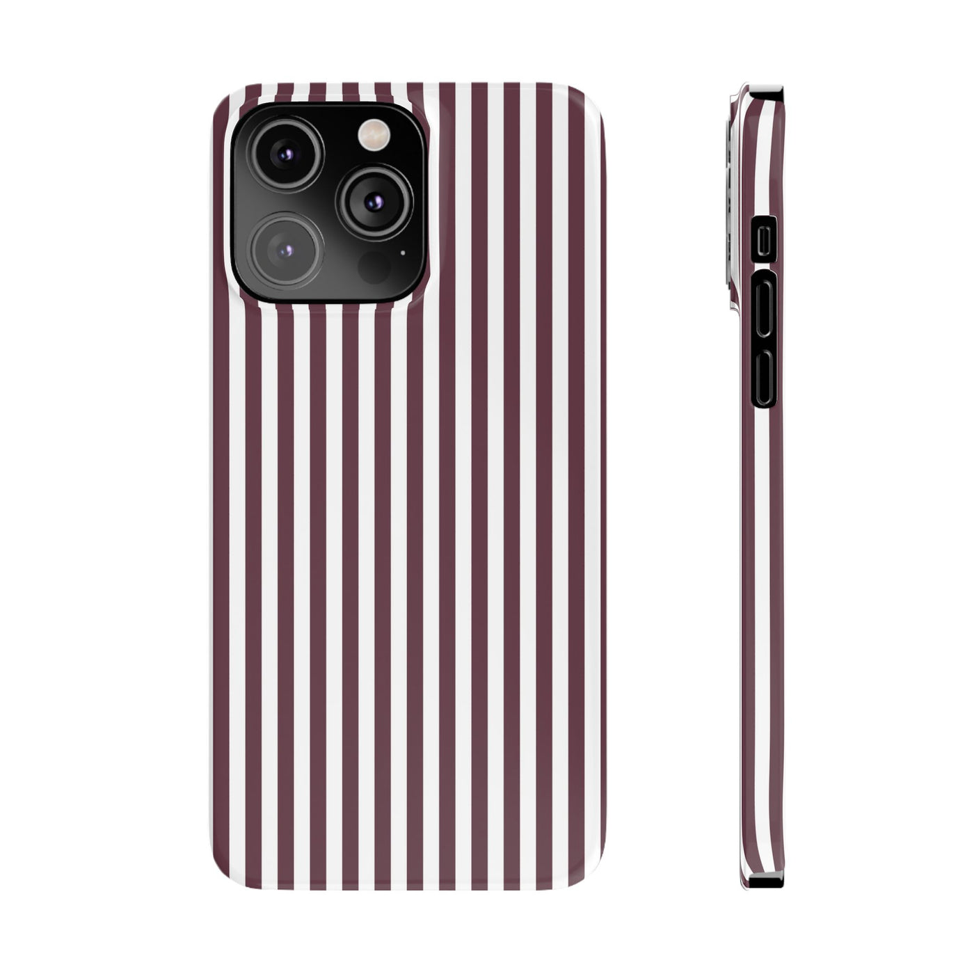Slim Burgundy Wine Striped Cute Phone Case for Iphone 16 - | iPhone 15 Pro Max Case | iPhone 14 Case Iphone 13 12 11 10 9 8 7 Gift for Her - Studio40ParkLane