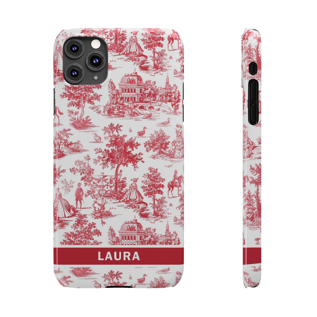 Slim French Toile Personalized Initial Custom Gift for Her Cute Phone Cases for Iphone 16 Pro Max | iPhone 15 Case | iPhone 15 Pro Max Case, Iphone 14, 13, 12, 11, 10, 8, 7 - Studio40ParkLane