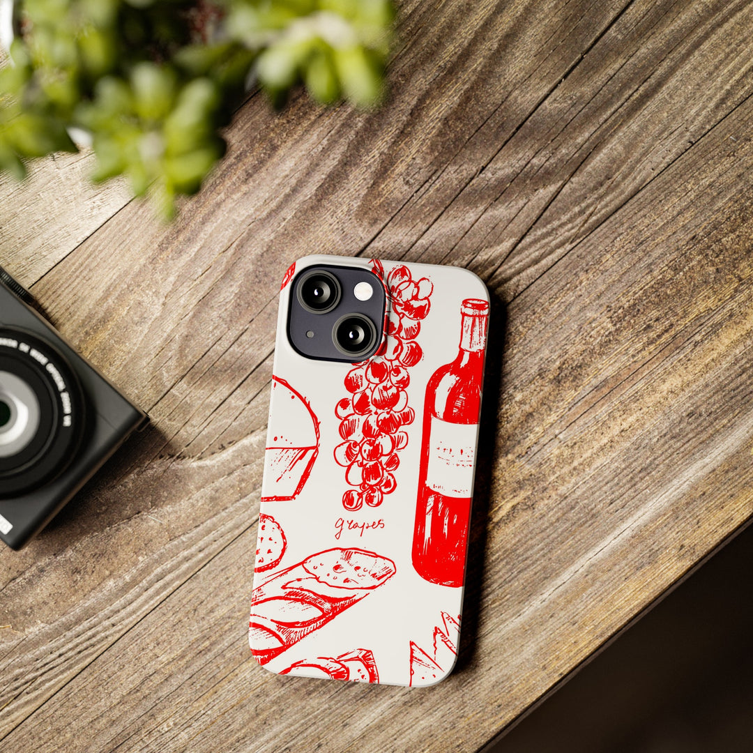 Slim Cute Phone Cases for Iphone | iPhone 15 Case | iPhone 15 Pro Max Case, Iphone 14, Iphone 14 Pro Max, Iphone 13, French Food Wine Red - Studio40ParkLane