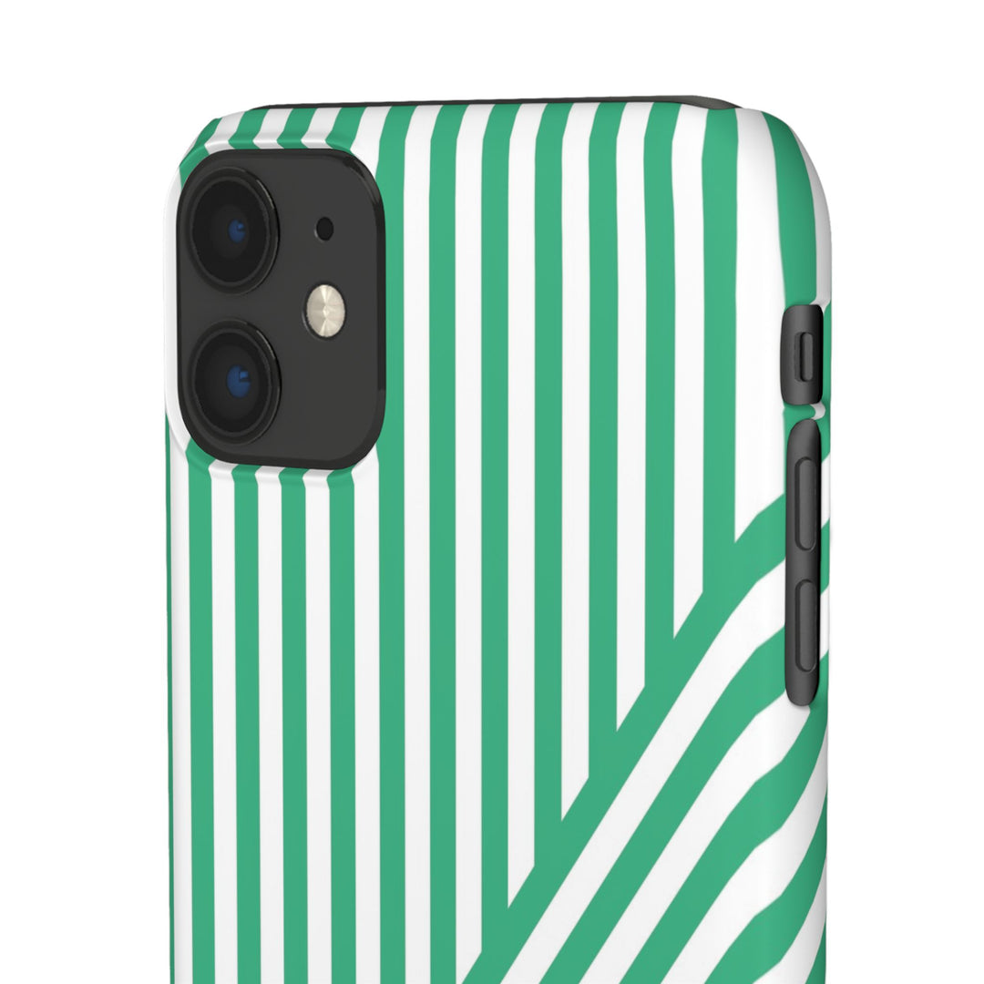 Aesthetic Emerald Stripes Cute Phone Case Sleek Snap - For iPhone 17 Pro Max iPhone 16 Pro iPhone 15 Iphone 14 Plus 13 Pro 12 11 10 Gift