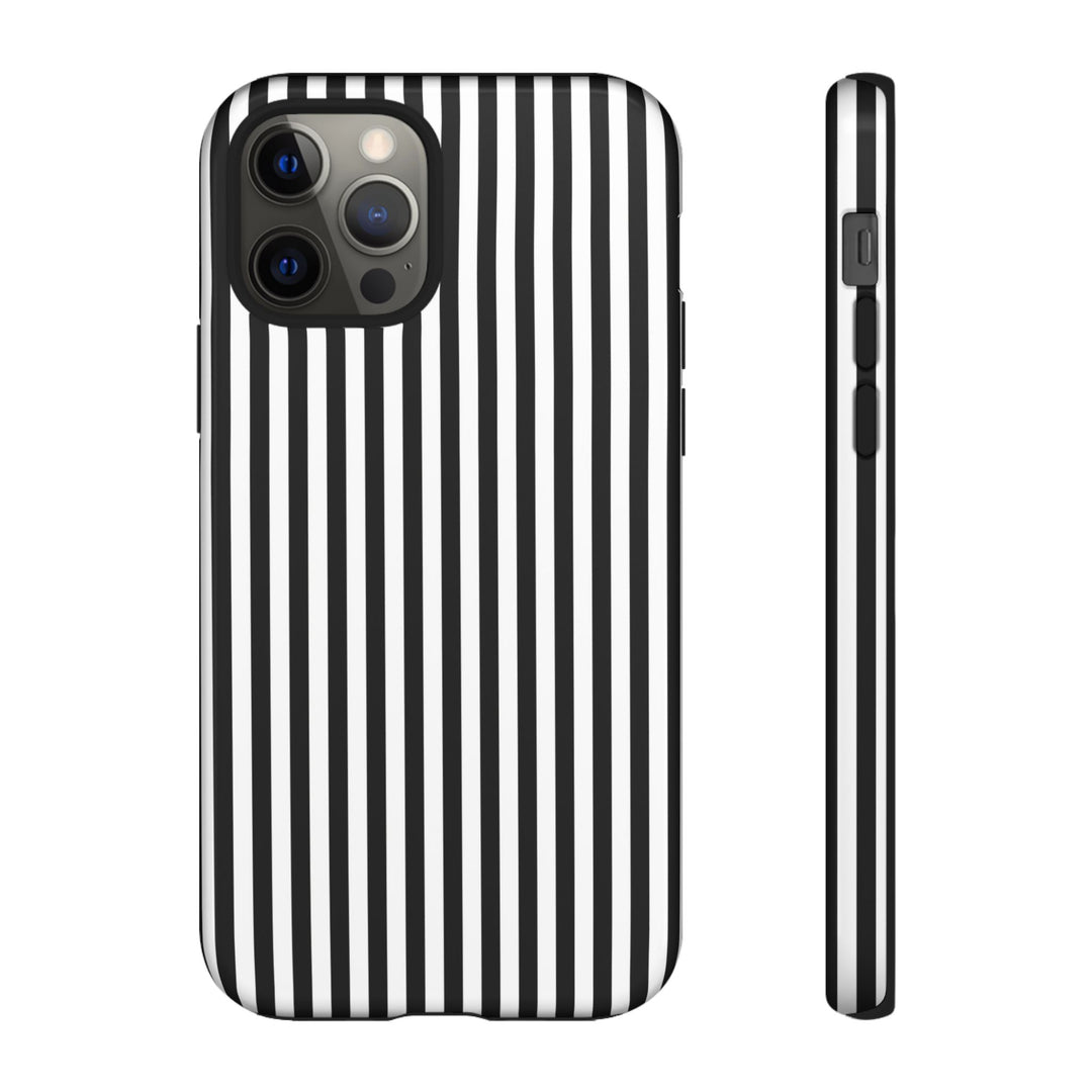 Tough Premium Black White Stripes Phone Case Gift for Her - For Apple iPhone 16 Pro Max 16e iPhone 15 Pro iPhone Iphone 14 Plus 13 Pro 12 SE XR - Studio40ParkLane