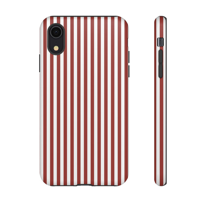 Tough Premium Red Stripes Phone Case Gift for Her - For Apple iPhone 16 Pro Max 16e iPhone 15 Pro iPhone Iphone 14 Plus 13 Pro 12 SE XR - Studio40ParkLane