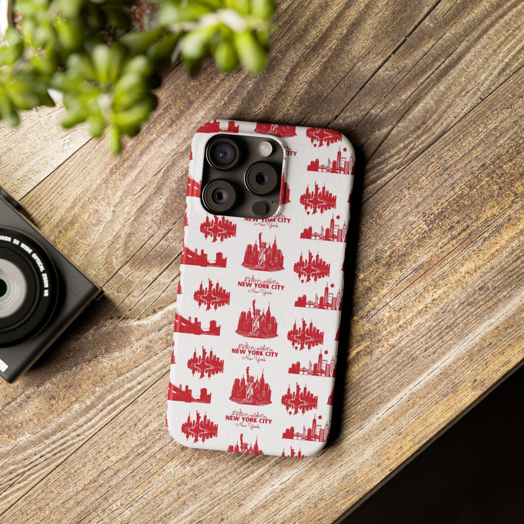 Slim New York Skyline Red Collage Coquette Gift for Her Cute Phone Cases for Iphone 16 Pro Max | iPhone 15 Case | iPhone 15 Pro Max Case, Iphone 14, Iphone 14 Pro Max, Iphone 13 12 11 8 7 - Studio40ParkLane