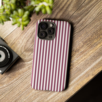 Tough Premium Old Claret Stripes Phone Case Gift for Her - For Apple iPhone 16 Pro Max 16e iPhone 15 Pro iPhone Iphone 14 Plus 13 Pro 12 SE XR - Studio40ParkLane