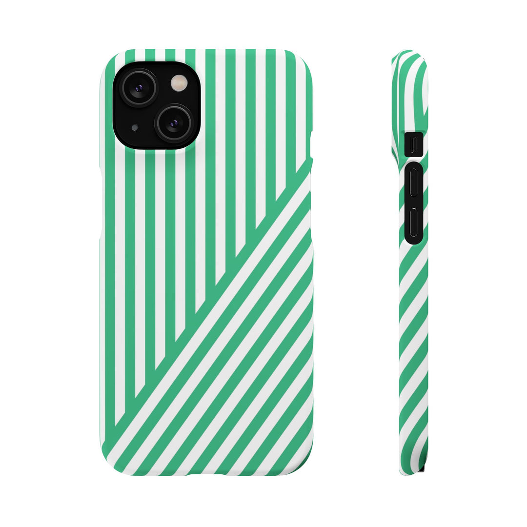Aesthetic Emerald Stripes Cute Phone Case Sleek Snap - For iPhone 17 Pro Max iPhone 16 Pro iPhone 15 Iphone 14 Plus 13 Pro 12 11 10 Gift