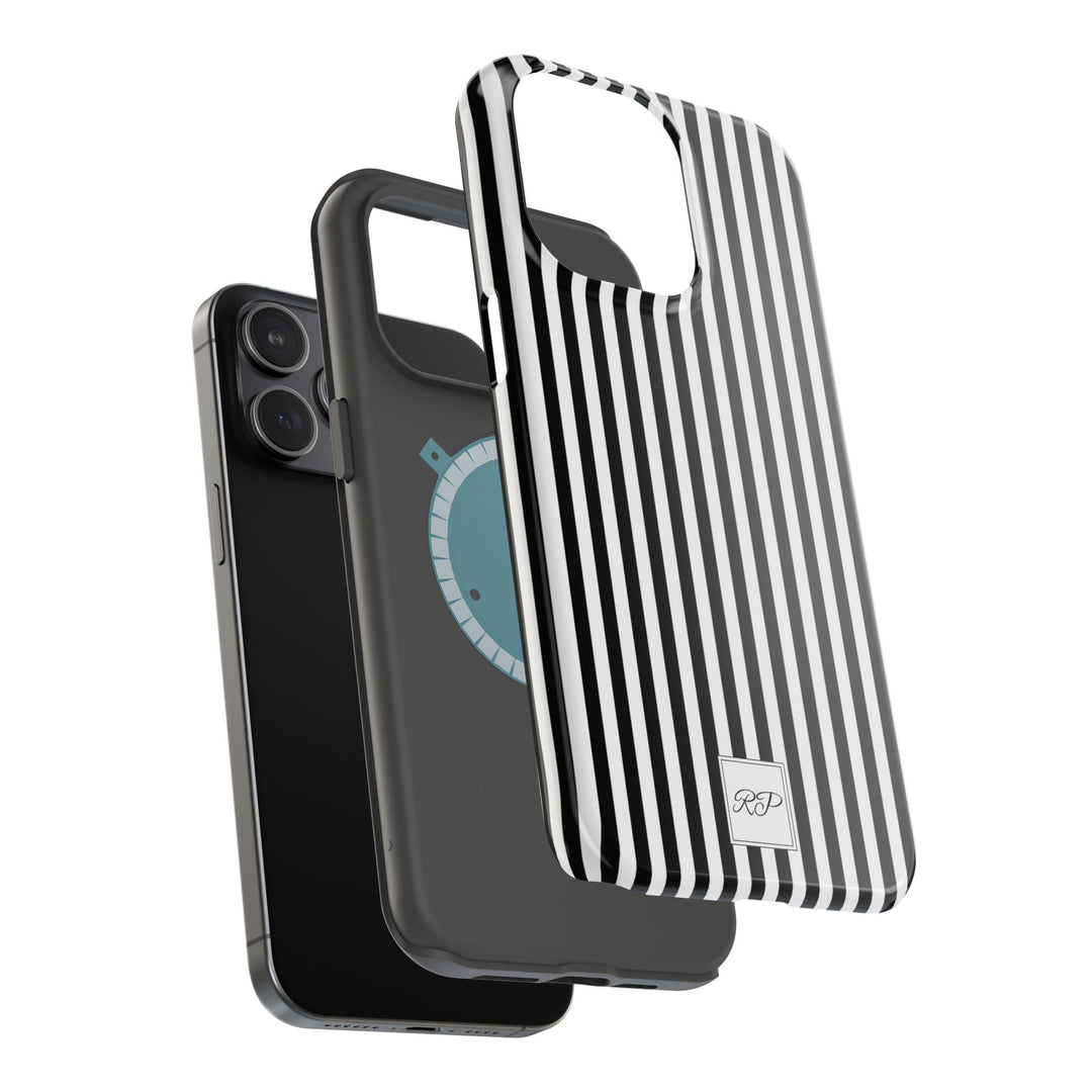 Custom Personalized Black White Striped Magsafe Phone Case for Iphone 17 - | iPhone 16 Pro Max Case | iPhone 15 Case Iphone 14 13 12 11 10 - Studio40ParkLane