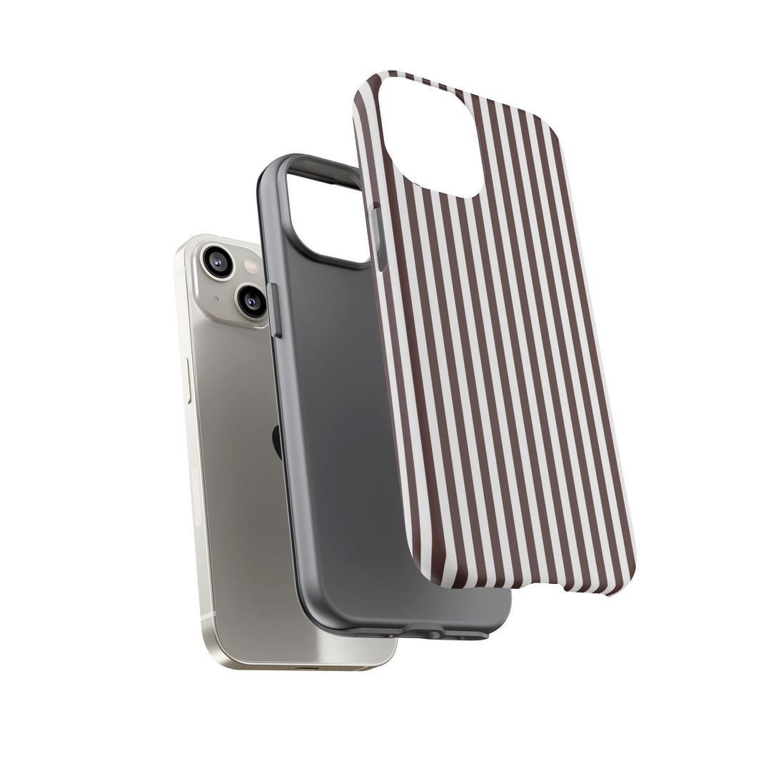 Tough Premium Brown Stripes Phone Case Gift for Her - For Apple iPhone 16 Pro Max 16e iPhone 15 Pro iPhone Iphone 14 Plus 13 Pro 12 SE XR - Studio40ParkLane