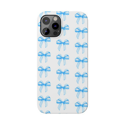 Slim Blue Bows Cute Phone Cases for Iphone 16 Pro Max | iPhone 15 Case | iPhone 15 Pro Max Case, Iphone 14, Iphone 14 Pro Max, Iphone 13 12 11 8 7